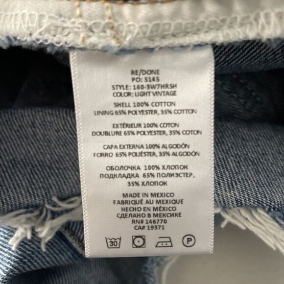 Re/Done 70S High Rise Shorts Womens 28" Waist Denim Buttonfly Distressed Cutoffs - Picture 4 of 10